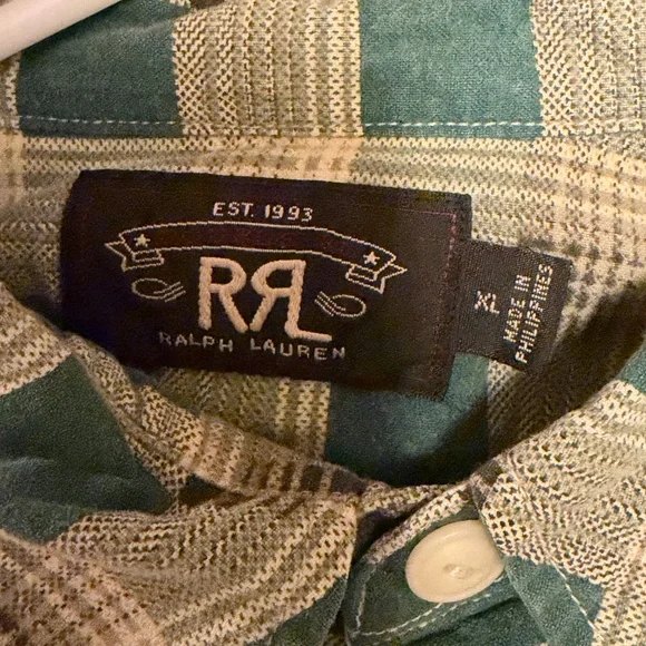 RRL Ralph Lauren Green Plaid cotton shirt - Picture 3 of 3